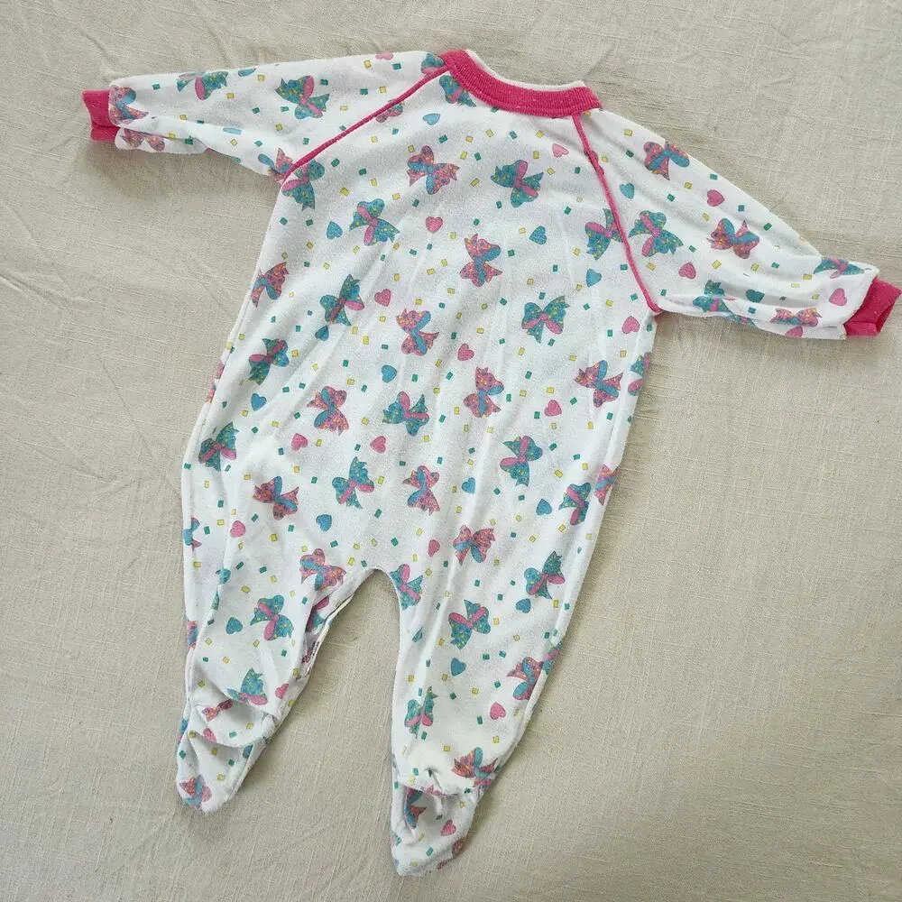 Vintage Bows Footed Pjs 3-6 months